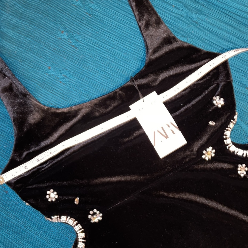 Zara Velvet Jeweled Cut-Out Dress Large - Picture 5 of 11